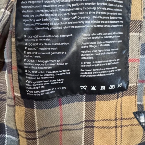 Barbour Womens Black Wax Cotton Double Breasted Plaid Jacket 8